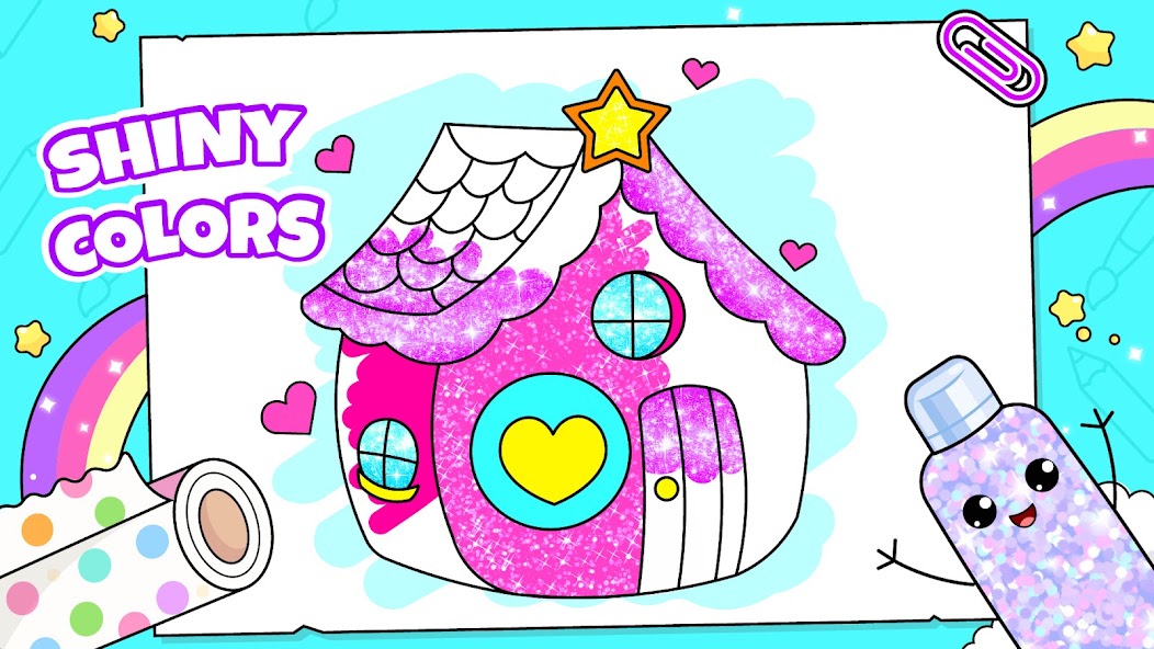 A glittery pink house to color in Glitter House Coloring Book